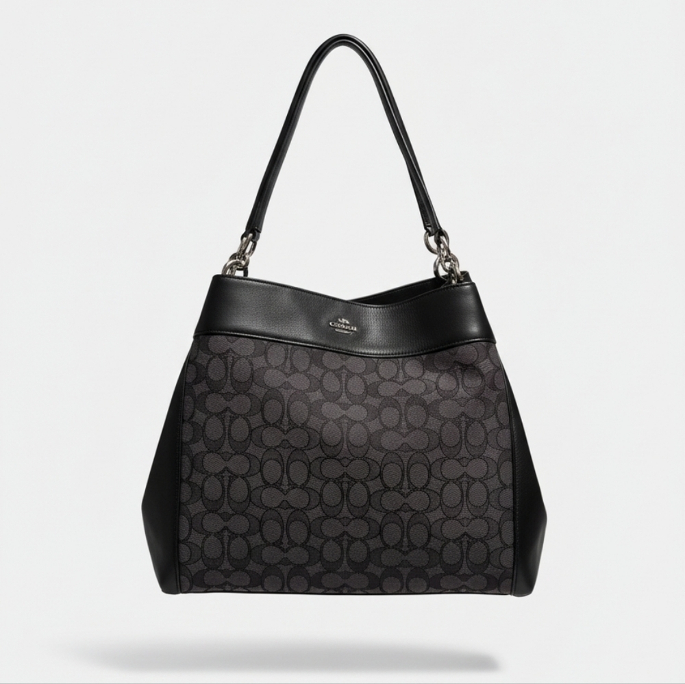 Coach Lexy Black Signature Jacquard & Leather Shoulder Bag - NWOT!